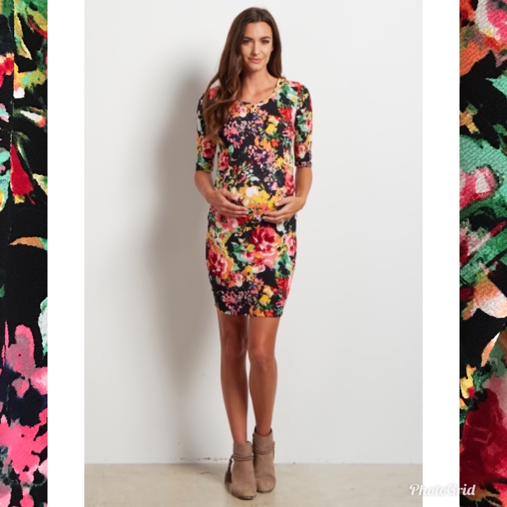 Vibrant Floral Maternity Dress 💖